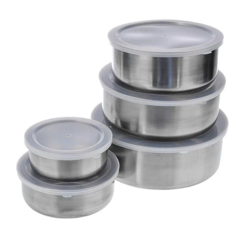 SET 5X CASEROLE DEPOZITARE ALIMENTE DIN INOX