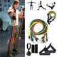 Sistem de antrenament fitness cu corzi extensibile + CADOU Set 3 benzi elastice din material, 3 niveluri de rezistenta