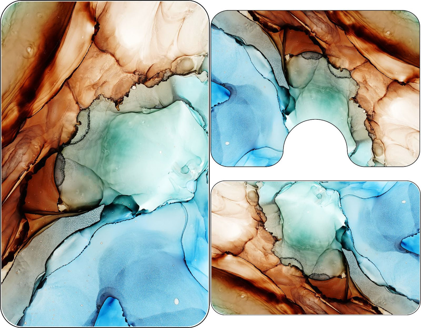 Set 3 covorase antiderapante de baie, Model Blue Marble