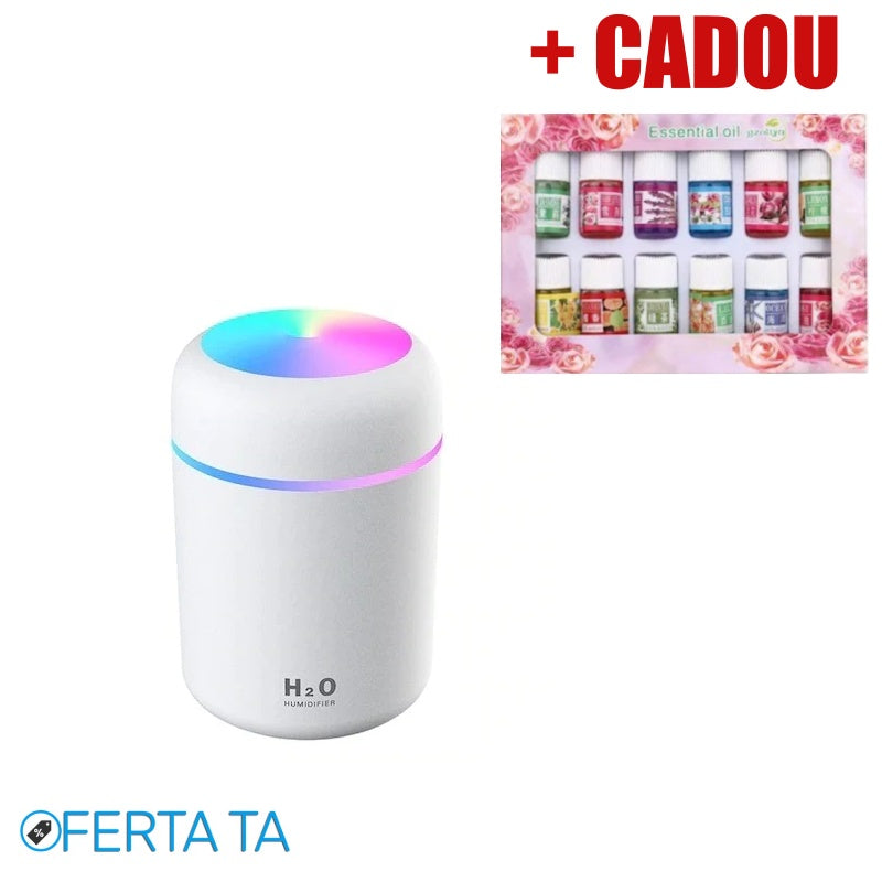 Umidificator de aer cu difuzor de arome AirFlow + 12 sticlute parfum CADOU