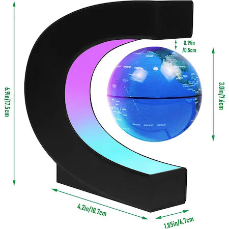 Glob Pamantesc Levitant 360 ⁰, Iluminare LED, Suport Inclus