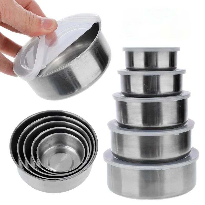 SET 5X CASEROLE DEPOZITARE ALIMENTE DIN INOX