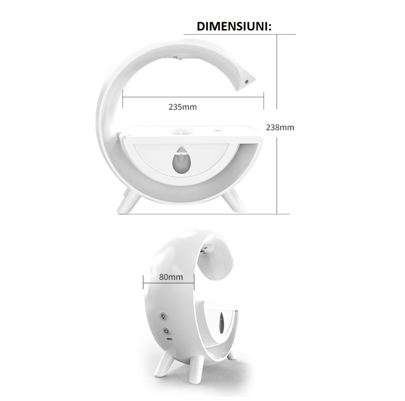 Umidificator cu lumina RGB, antigravitatie si aromaterapie