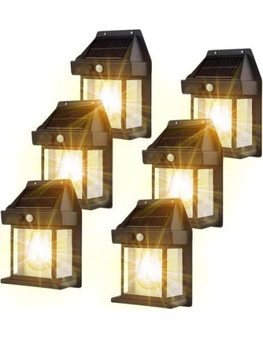 Set 6 X Lampa Solara Led Tip Bec Clasic De Perete Cu Senzor De Miscare Fara Fir 3w