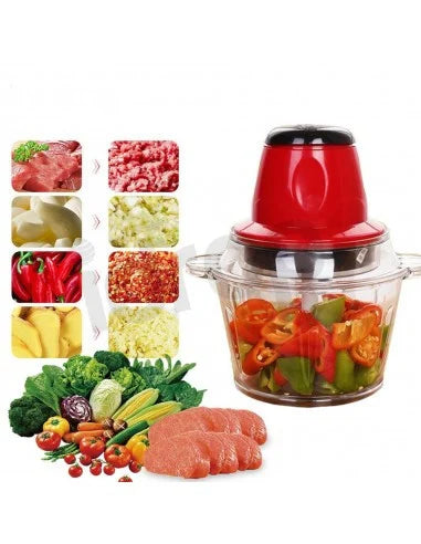 Tocator electric multifunctional pentru carne, legume, fructe, nuci, seminte, 2 viteze, capacitate 2 litri