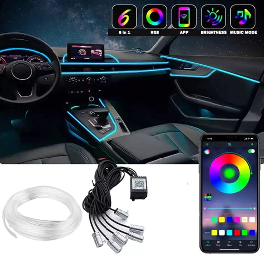 Banda Led Lumini Ambientale Auto RGB, Control din Aplicatie 6 M