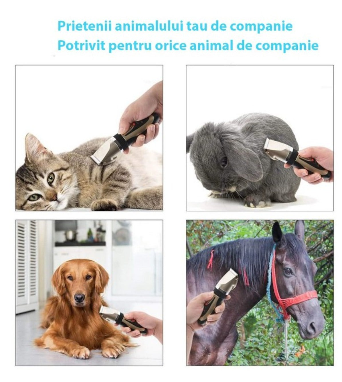Set Masina De Tuns Animale De Companie, Profesionala, Cu 4 Accesorii De Reglaj, Foarfeca, Cleste Pentru Unghii