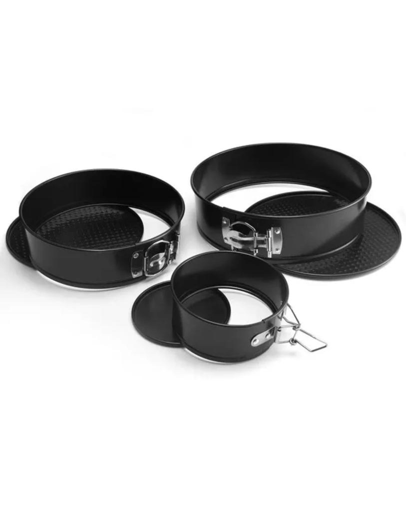 SET 3x Forme rotunde pentru prajituri, Metalice, Culoare negru